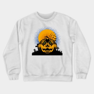 Halloween pumpkin with moon Crewneck Sweatshirt